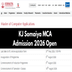 KJ Somaiya MCA Admission 2026 Begins; Apply by May 31